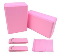 Griwuut Set di 2 blocchi per yoga con cinghia, in schiuma EVA leggera, mattoncini per yoga e pilates, mattoncini antiscivolo per stretching, meditazione e pose flessibili profonde