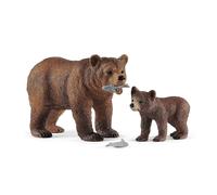Grizzly Bear Madre Con Cucciolo Giocattolo Figura Set Di Gioco Schleich