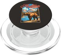 Grizzly Bear & Montana Mountains Vintage 70s Vibe Graphic PopSockets PopGrip per MagSafe