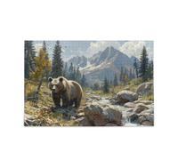 Grizzly Bear Mountains Puzzle in legno gioco del cervello 1000 pezzi puzzle per la famiglia 29,5 × 19,17,8 cm