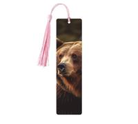 Grizzly Bear Segnalibri con nappe, segnalibro in legno per donne e uomini, segnalibro fatto a mano per gli amanti dei libri, segnapagine di lettura, etichette in legno, ornamenti regalo di compleanno