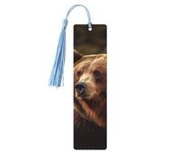 Grizzly Bear Segnalibri con nappe, segnalibro in legno per donne e uomini, segnalibro fatto a mano per gli amanti dei libri, segnapagine di lettura, etichette in legno, ornamenti regalo di compleanno