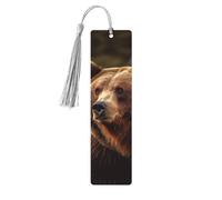 Grizzly Bear Segnalibri con nappe, segnalibro in legno per donne e uomini, segnalibro fatto a mano per gli amanti dei libri, segnapagine di lettura, etichette in legno, ornamenti regalo di compleanno