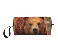 Grizzly Bear - Trousse per trucchi con stampa di orsi, borsa per cosmetici resistente, borsa da viaggio per il trucco, regalo essenziale per donne e uomini, bianco, Taglia unica