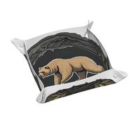 Grizzly Bear - Vassoio portaoggetti in pelle, portachiavi, monete, orologi, orecchini e altri accessori, un must per la casa