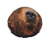 Grizzly - Cuffia da doccia con stampa di orsetti, da donna, riutilizzabile, a doppio strato, impermeabile