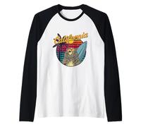 Grizzly - Orso con occhiali da sole California Estetica Surf Retro Maglia con Maniche Raglan