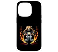 Grizzly - Orso divertente con orso che cavalca una moto Custodia per iPhone 14 Pro