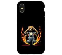 Grizzly - Orso divertente con orso che cavalca una moto Custodia per iPhone X/XS