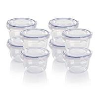 Grizzly set contenitori per alimenti in plastica, 8 contenitori con coperchio, rotondi, infrangibili, lavabili nel microonde e in lavastoviglie