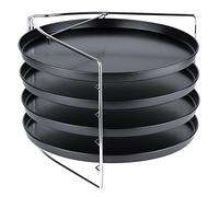 Grizzly teglia per pizza, 5 pezzi, con supporto bloccabile e 4x vassoio per pizza rotondo da 28 cm, portapizza per forno, per cuocere 4 pizze contemporaneamente