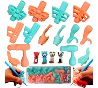 GRKB GRK portapenne per Bambini da 18 Pezzi, Strumento di Allenamento per la Maniglia per l'aiuto alla Scrittura, Strumento di correzione della Postura della Penna per Allenamento ergonomico