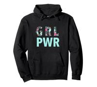 GRL PWR Power Girl Empowerment Cute Floral Pattern Artwork Felpa con Cappuccio