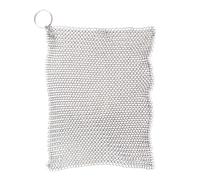 Grobo Ghisa Detergente Chainmail Scrubber, 12x12cm Aggiornato 3,8mm Anello Fine per Padelle, Wok, Vasi, Padelle, Griglie, Forni Olandesi