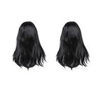 GROCKSTR 2X Donne Elegante Lungo Dritto Peruecke Abito Cosplay Costume Party Peruecke - Nero