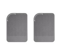 GROCKSTR 2X Tappetino Da Viaggio Nel Silicone Grigio Resistente Al,Pad Anti- per Piastre Capelli, Arricciacapelli, Da Stiro E Altri Strumenti per Lo Styling Un Caldo