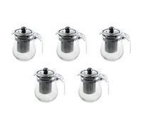 GROCKSTR 5 X 350 ML vetro trasparente resistente al calore acciaio inox infusore Flower Tea Pot