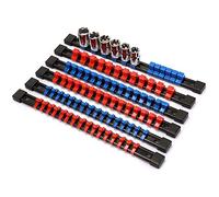 GROCKSTR ABS Socket Organizer porta unità, 1/4 unità x 32 clip, 3/8 unità x 30 clip, 1/2 unità x 24 clip, set da 6 pezzi
