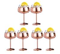 GROCKSTR Rame Coupe Champagne Bicchieri Set Di 6 Acciaio Inox Vintage Vetro