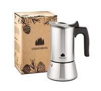 Groenenberg Moka 2 Tazze (100 ml) | Caffettiera Espresso Maker (Acciaio Inox) | Caffettiera Espresso manuale incl. guarnizione di ricambio & guida Step-by-Step | senza alluminio