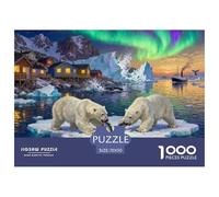 Groenlandia Ilulissat Icefjord Sole di mezzanotte Puzzle in Legno Impermeabile Puzzles Da 1000 Pezzi Per Adulti Sfidanti E Rompicapo Puzzle Per Decorazioni Domestiche