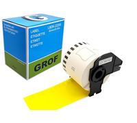 GROF - 1 rotolo di etichette per spedizione DK-22205, colore giallo, compatibile con Brother - 62 mm x 30,48 m, 1 etichetta colorata gialla per stampante Brother QL