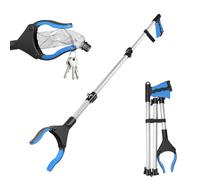 GROFIS 110cm Pinza Telescopica Pieghevole, Testa Rotante 360° Pinza Prensile in Alluminio e Gomma, Raccoglitore di Immondizia con Punte Magnetiche, Pinza Raccogli Rifiuti per Giardino, Parco, Casa