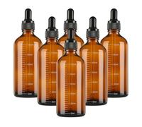 GROFIS 6 Pezzi Contagocce Vetro 100ml, Marrone Bottiglie Contagocce in Vetro, Flaconi Contagocce con 2 Imbuti 2 Pipette Contagocce 1 Adesivo, Flaconi Ricaricabili per Laboratorio Olio Essenziale