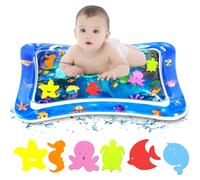 GROFIS Tappeto Acqua Neonato 66x50cm, PVC Tappeto Tummy Time Neonati 3 6 9 12 Mesi, Tappetino Gonfiabile con 6 Fauna Marina Fluttuante, Giocattolo Sensoriale per Neonati e Bambini, Sviluppo Precoce