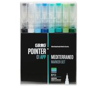 Grog Pointer 01 APP Mediterraneo Marker Set, Punta extra fine da 0,7 mm, Confezione da 8 pezzi