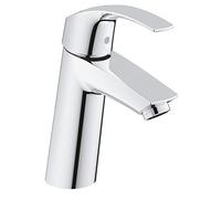 Grohe 2339510E Eurosmart Es Miscelatore Monocomando per Lavabo a Risparmio Energetico, con Piletta Click Clack, Altezza Media, Grohe Ecojoy, Cromo, M