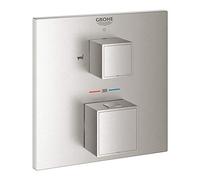 Miscelatore termostatico per vasca Grohe Grohtherm Cube per Rapido SmartBox, con commutazione a 2 vie integrata, 2 utenze, Colorazione: super acciaio - 24155DC0