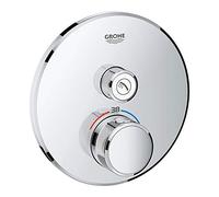 Thermostat Grohe Grohtherm SmartControl avec une vanne d'arrêt, rosette murale ronde, 29118000, 29118000, Colorazione: cromo