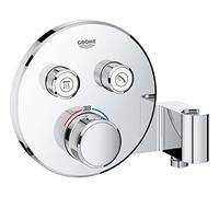 Grohe 29120000 Miscelatore Termostatico a 2 Vie con Supporto Manopola Doccia Integrato, Cromo, Rotondo