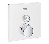 Grohe Grohtherm SmartControl Thermostat avec un robinet d'arrêt, rose murale blanc lune, 29153LS0, 29153LS0