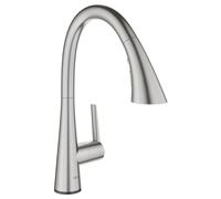 GROHE Zedra Touch Mitigeur électronique d'évier, avec douchette extractible à 3 jets, 30219DC2, 30219DC2, Colorazione: super acciaio