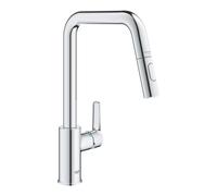Grohe 30631000 QuickFix Start miscelatore cucina con bocca orientabile e doccino estraibile a 2 getti, finitura cromo lucido