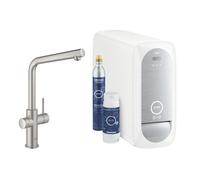 Grohe 31454DC1 Blue Home Starter Kit sistema completo con miscelatore bocca L colore supersteel e refrigeratore