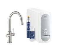 Grohe 31541DC0 Blue Home Starter Kit sistema completo con miscelatore bocca C estraibile colore supersteel e refrigeratore