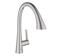 GROHE Zedra Mitigeur monocommandé pour évier, portée 231mm, 3 types de jets, MagneticDocking, extractible, pivotant, 32294DC2, 32294DC2, Colorazione: super acciaio
