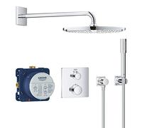 Grohe 34730000 Set Doccia Completo di Termostatico Incasso a 2 Vie, Corpo Incasso Smartbox, Soffione Rsh 310 e Manopola Sena Grohtherm, Design Squadrato
