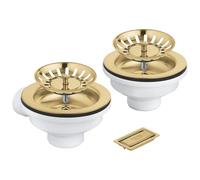GROHE 40997AL0 - Set di scarico per lavello da cucina a una vasca (con coperchio troppopieno e filtro a cestello), colore: oro spazzolato