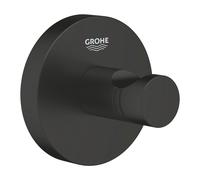GROHE Start QuickFix 411732430 - Gancio per accappatoio (metallo, fissaggio nascosto, viti e tasselli, colla rapida extra facile da montare), misura 45 mm, nero opaco