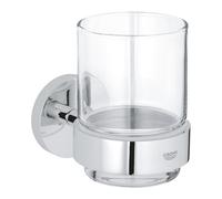 GROHE Start QuickFix cristallo con supporto (metallo e vetro, fissaggio nascosto, viti e tasselli inclusi, facilissimo da montare con GROHE QuickGlue), dimensioni 106 x 99 mm, cromo, 41194000