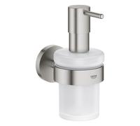 GROHE Dispenser sapone Start QuickFix 41195DC0 – Supporto metallo e vetro, 160 ml, Super Steel