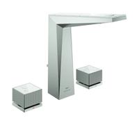 Grohe Allure Brilliant Private Collection Mélangeur de lavabo 3 trous, L-Size, saillie 150mm, White Attica Ceasarstone, vidage à tirette, 20671DC0, 20671DC0, Colorazione: super acciaio