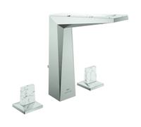 Grohe Allure Brilliant Private Collection Mélangeur lavabo 3 trous, L-Size, saillie 149mm, White Attica Ceasarstone, vidage à tirette, 20668DC0, 20668DC0, Colorazione: super acciaio