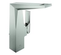 Grohe Allure Brilliant Private Collection Mitigeur monocommandé pour lavabo, L-Size, saillie 125mm, structure moletée, vidage à tirette, 24400DC0, 24400DC0, Colorazione: super acciaio