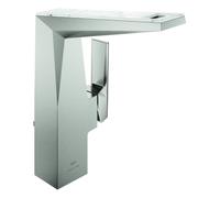 Grohe Allure Brilliant Private Collection Mitigeur monocommandé pour lavabo, L-Size, saillie 125mm, White Attica Caesarstone, vidage à tirette, 24408DC0, 24408DC0, Colorazione: super acciaio