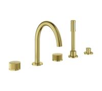 Grohe Atrio Private Collection, combiné de bain 5 trous, douchette à main extractible, commande à bouton, saillie 230mm, 25226GN0, 25226GN0, Colorazione: fresco sorgere del sole spazzolato